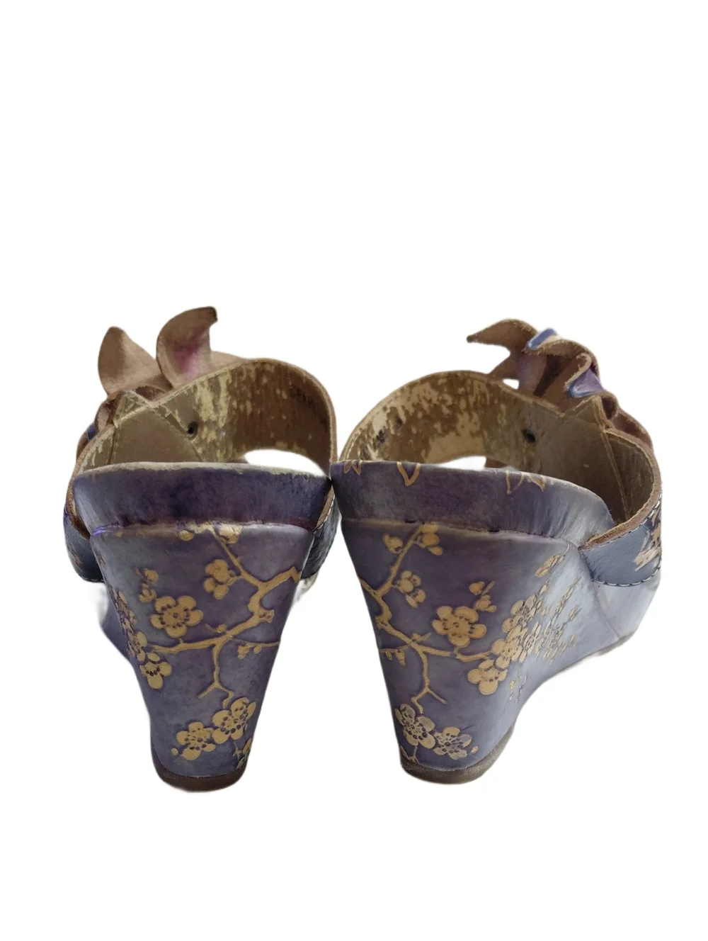Elite Grapevine Blue And Purple Floral Wedge Sandals Size 8